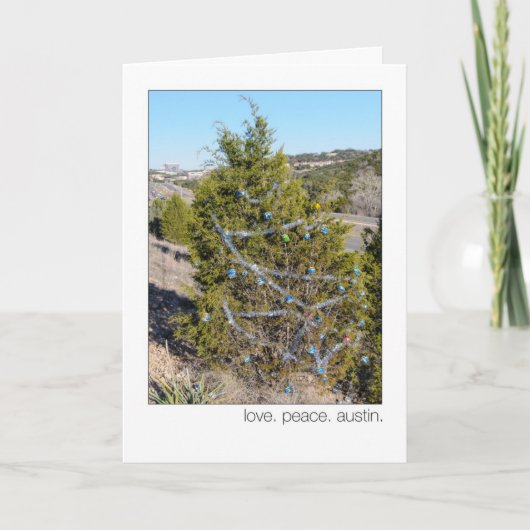 Liefs. Vrede. Austin. 360 Loop kerstbomen Feestdagen Kaart (Voorkant)