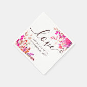 Liefs. Waterverf roze bloementuin script bruiloft Servet (Hoek)