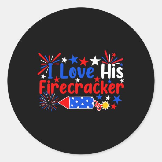 Liefs Zijn Firecracker Grappig 4th van Juli Vuurwe Ronde Sticker (Voorkant)