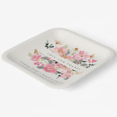 Liefst Blush Pink Waterverf Floral Weddenschap Bed Papieren Bordje (Gebogen)