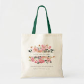 Liefst Blush Pink Waterverf Floral Weddenschap Bed Tote Bag (Voorkant)