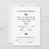 Liefste begrafenis van kinderen - in liefhebbend g aankondiging (Achterkant)