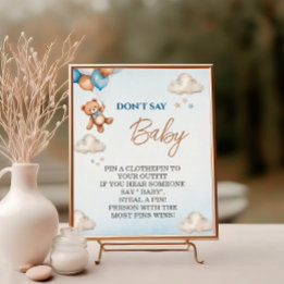 Liefste Blauwe Beer Zeg Niet Baby Shower Spel Poster