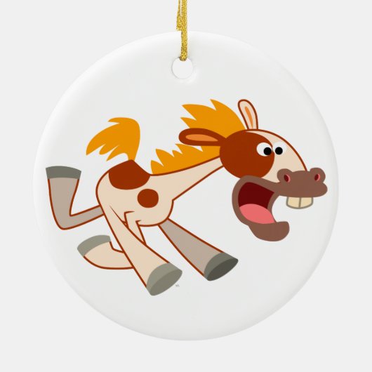 Liefste Cartoon Pinto Horse Ornament (Achterkant)