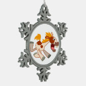 Liefste Cartoon Pinto Horse Pewter Ornament (Links)