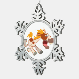 Liefste Cartoon Pinto Horse Pewter Ornament