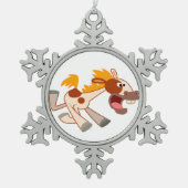 Liefste Cartoon Pinto Horse Pewter Ornament (Voorkant)