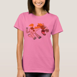 Liefste Cartoon Pinto Horse Women T-Shirt