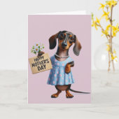 Liefste Dachshund Moederdag  Kaart (Gele Bloem)