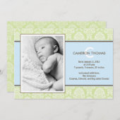 Liefste Damask Baby Boy Birth Announement Aankondiging (Voorkant / Achterkant)