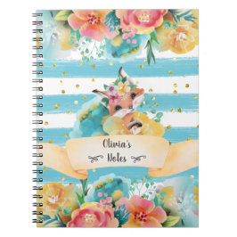Liefste Fox Waterverf Delicate Flowers Girl Diary Notitieboek