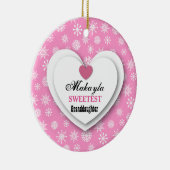 Liefste kleindochter Roze witte neusvlokken C11 Keramisch Ornament (Rechts)