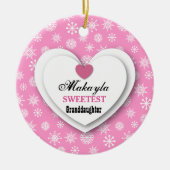 Liefste kleindochter Roze witte neusvlokken C11 Keramisch Ornament (Voorkant)