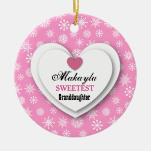 Liefste kleindochter Roze witte neusvlokken C11 Keramisch Ornament