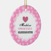 Liefste kleindochter Roze witte neusvlokken C14 Keramisch Ornament (Rechts)