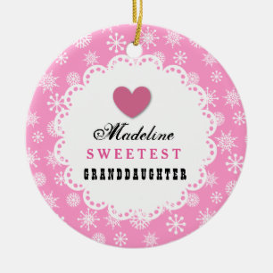 Liefste kleindochter Roze witte neusvlokken C14 Keramisch Ornament