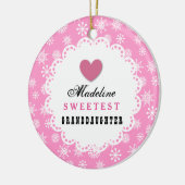 Liefste kleindochter Roze witte neusvlokken C14 Keramisch Ornament (Links)