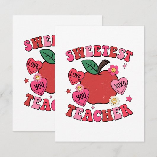 Liefste Leraar Valentijnsdag Hearts Informatiekaartje (Voorkant / Achterkant)