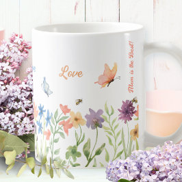 Liefste Moeder Geschilderde Lente Bloemen Vlinder Koffiemok