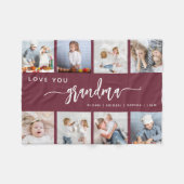 Liefste Oma 8 Foto Collage Bordeaux Fleece Deken (Voorkant (Horizontaal))