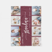 Liefste Oma 8 Foto Collage Bordeaux Fleece Deken (Voorkant)