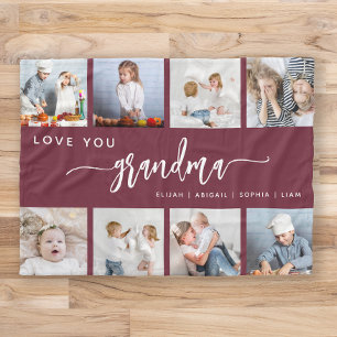Liefste Oma 8 Foto Collage Bordeaux Fleece Deken