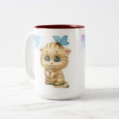 Liefste schattigste kat tweekleurige koffiemok (Voorkant links)