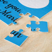 Liefste Sneeuwmensen in Liefde: Blauwgroene Kerstm Legpuzzel (Zijkant)