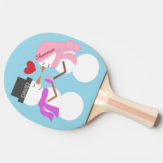 Liefste Sneeuwmensen in Liefde: Lichtblauw Tafeltennisbatje (Zijkant)