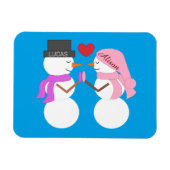 Liefste sneeuwmensen verliefd: blauw-groen magneet (Horizontaal)