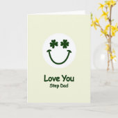 Liefste Stiefvader Groene Emoji Kaart (Gele Bloem)