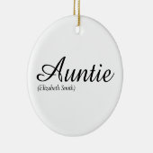 Liefste tante, tante Definitie Modern script Keramisch Ornament (Rechts)