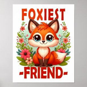 Liefste Vriend pun. Mooie cartoon vosjesbaby Poster