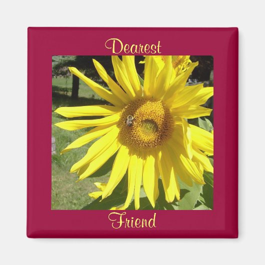 Liefste, Vriend-Zonnebloem w / Bijenmagneet Magneet (Voorkant)