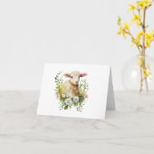 Liefste Waterverf Baby Lamb met Bloemen BLANK Kaart (Gele Bloem)