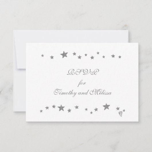 Liefste zilveren sterren RSVP Weddenschapskaarten (Voorkant)