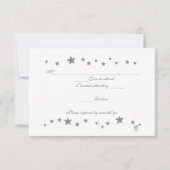 Liefste zilveren sterren RSVP Weddenschapskaarten Kaartje (Achterkant)