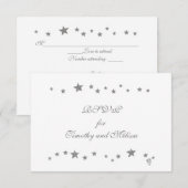 Liefste zilveren sterren RSVP Weddenschapskaarten Kaartje (Voorkant / Achterkant)