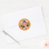 Liefste zus Happy Birthday Fotopagina Ronde Sticker (Envelop)