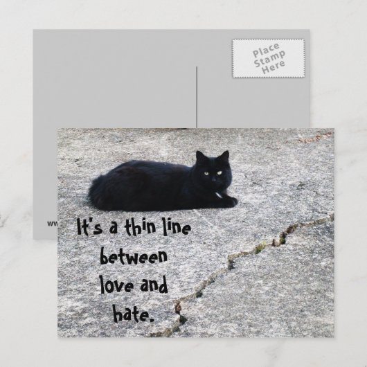 LIEFT EN HAAT, THIN LINE briefkaart (Voorkant / Achterkant)