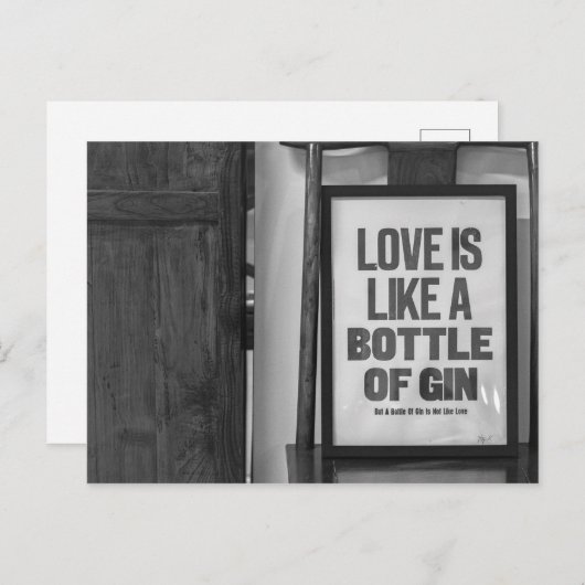 LIEFT IS ALS EEN FLES VAN GIN BRIEFKAART (Voorkant / Achterkant)