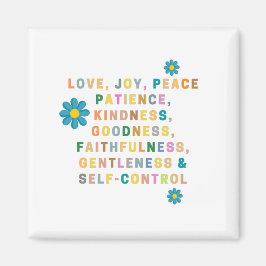 LIEFT, JOY, PEACE - blauwe bloem - illustratie Magneet