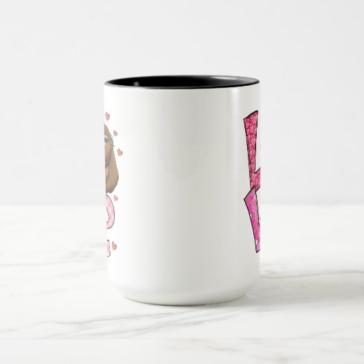 LIEFT VAN 2 Sleuven Roze harten Rozen Valentijnsda Mok (Midden)