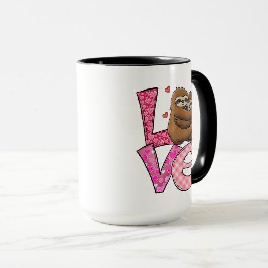 LIEFT VAN 2 Sleuven Roze harten Rozen Valentijnsda Mok (Voorkant rechts)