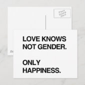 LIEFT WEET NIET GENDER. ALLEEN HAPPINESS BRIEFKAART (Voorkant / Achterkant)