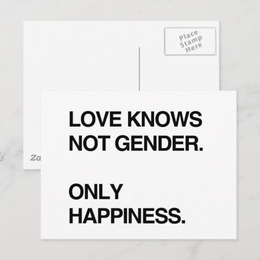 LIEFT WEET NIET GENDER. ALLEEN HAPPINESS BRIEFKAART (Voorkant / Achterkant)