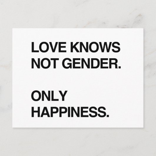 LIEFT WEET NIET GENDER. ALLEEN HAPPINESS BRIEFKAART (Voorkant)