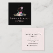 lieftallige florale glitter op maat vierkante visitekaartje (Voorkant / Achterkant)