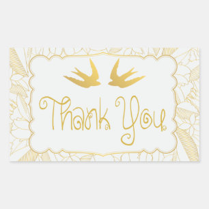 Liefvogels Dank je gouden witte bruiloft liefdesdu Rechthoekige Sticker