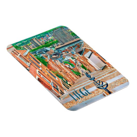 Liège Belgique Photo Vintage Magneet (Rechterzijde)